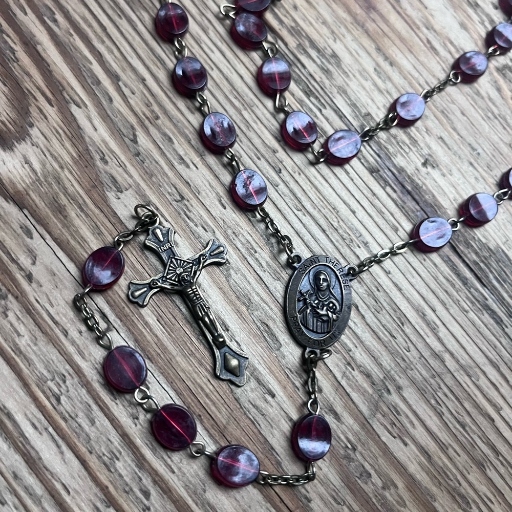 Amber colored Vintage rosary Catholic Prayer beads